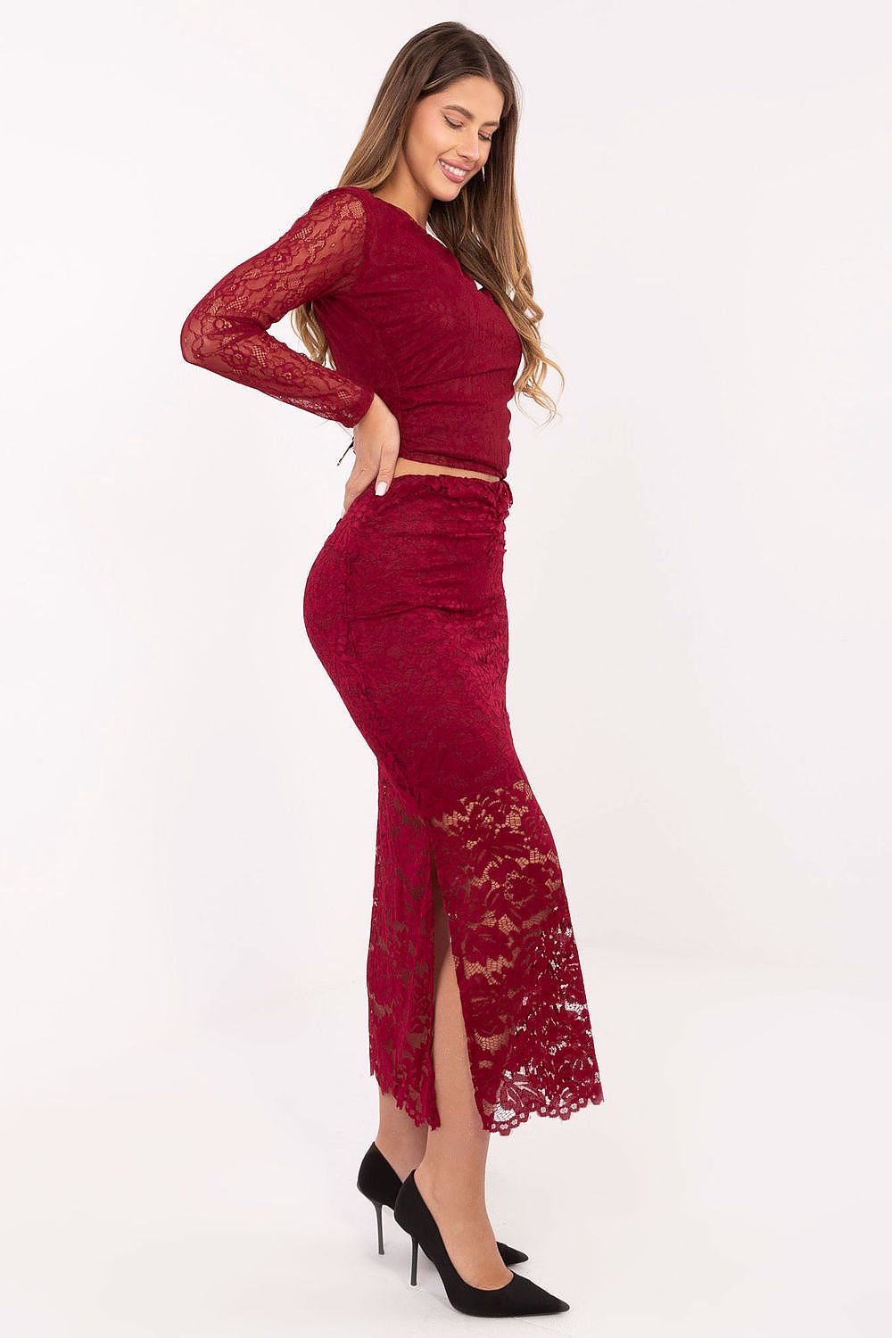  Spódnica Model MI-SD-G9137.16P Bordo - Italy Moda 