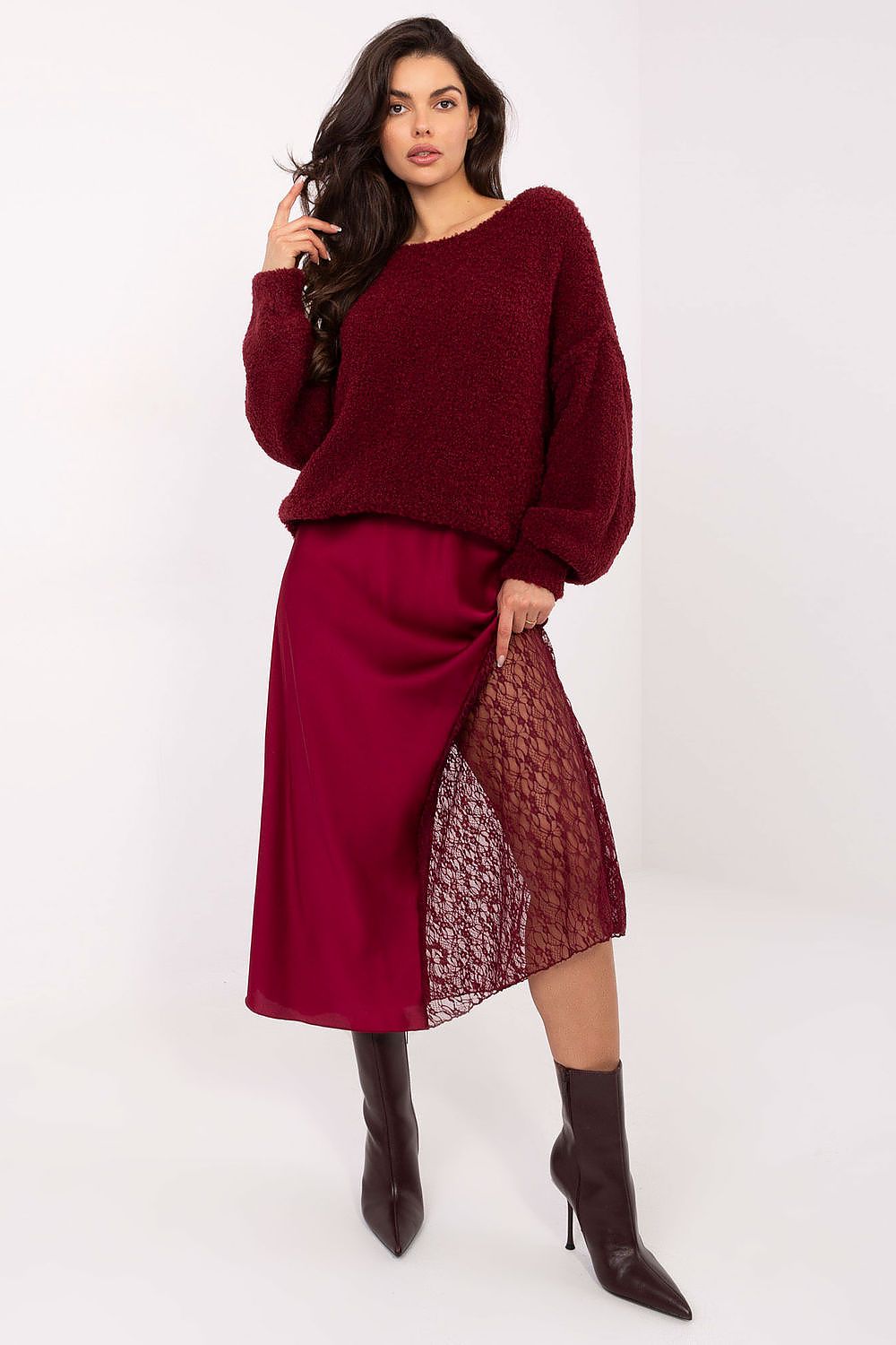  Spódnica Model MI-SD-3287.36 Bordo - Rue Paris 