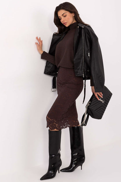  Spódnica Model MI-SD-G9139.33 Dark Brown - Rue Paris 