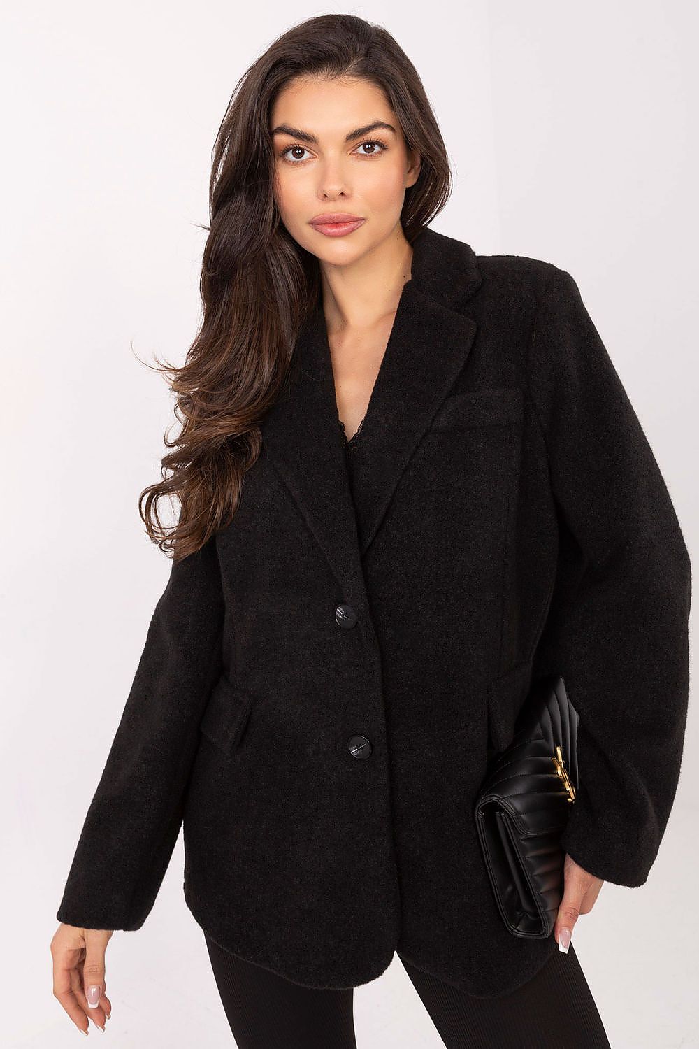   Płaszcz Damski Model IT-PL-FL7696.16 Black - Rue Paris 