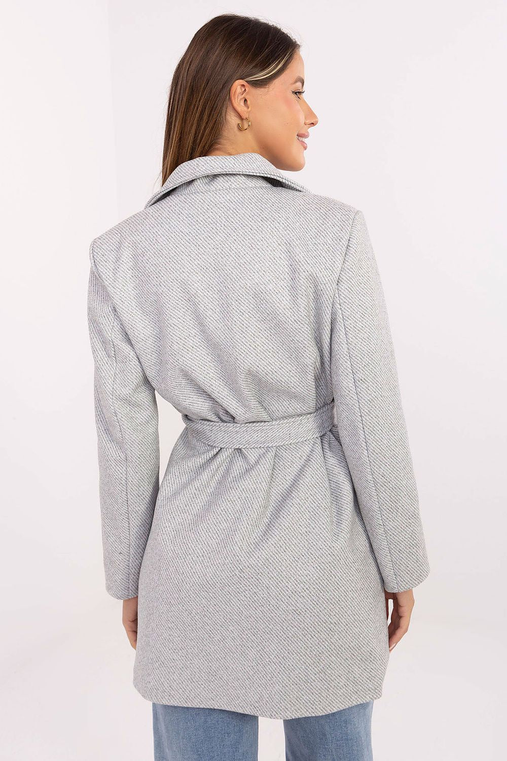   Płaszcz Damski Model IT-PL-A9590.85 Light Grey - Rue Paris 