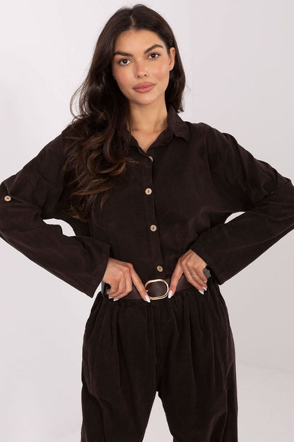   Koszula Damska Model IT-KS-22390.81 Dark Brown - Italy Moda 