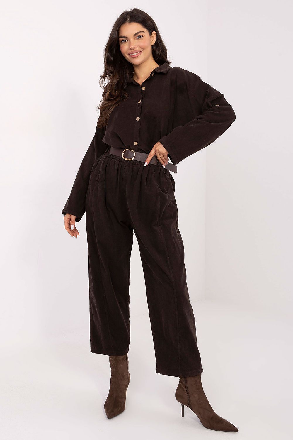   Koszula Damska Model IT-KS-22390.81 Dark Brown - Italy Moda 