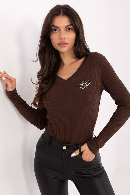   Bluzka Model RV-BZ-A1055.29P Dark Brown - Rue Paris 