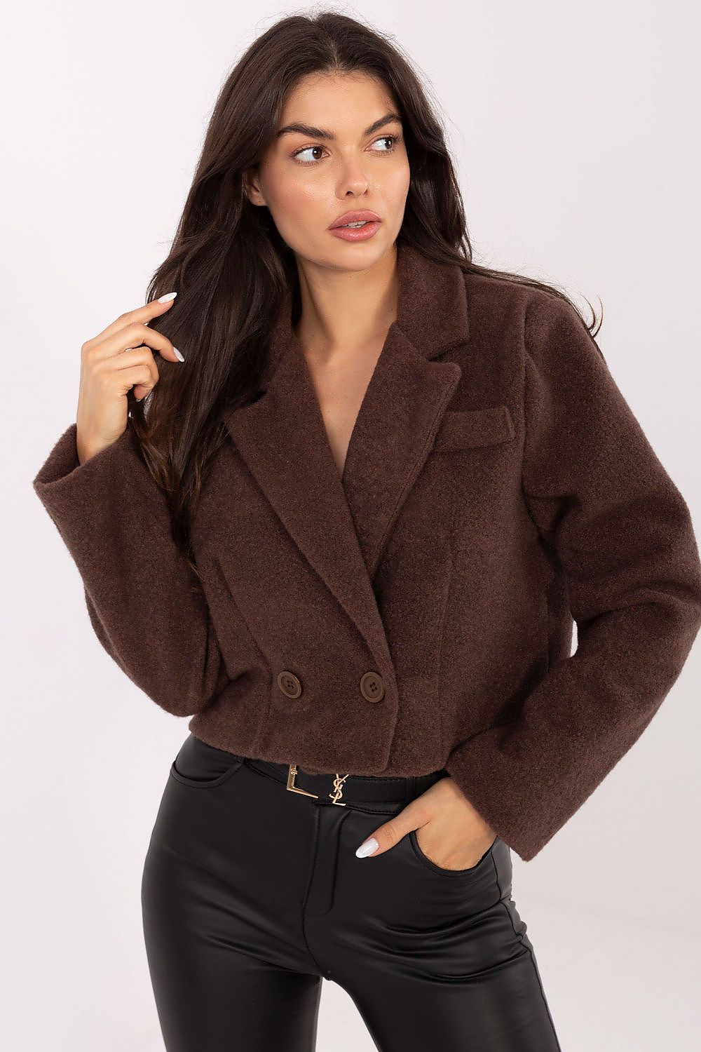   Płaszcz Damski Model IT-KR-FL9730.23 Brown - Rue Paris 