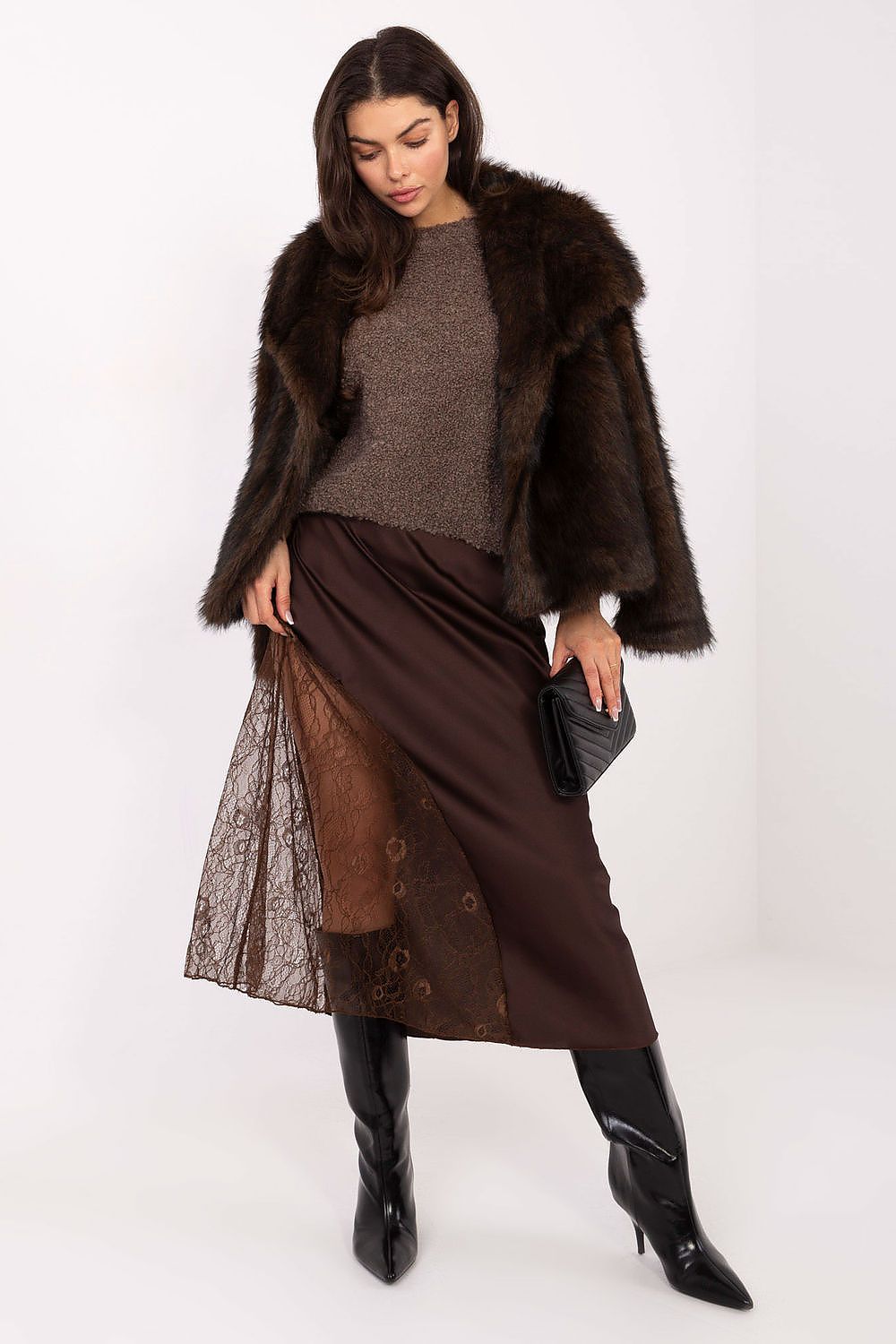  Spódnica Model MI-SD-3287.36 Brown - Rue Paris 