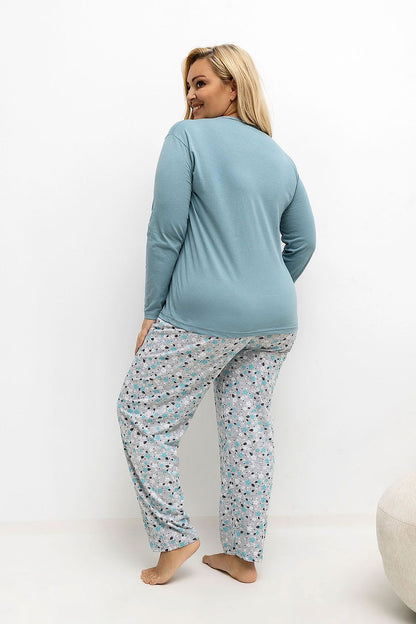   Piżama Damska Plus Size Model DU-KN-FP-502.97 Dark Mint - Forever Pink 
