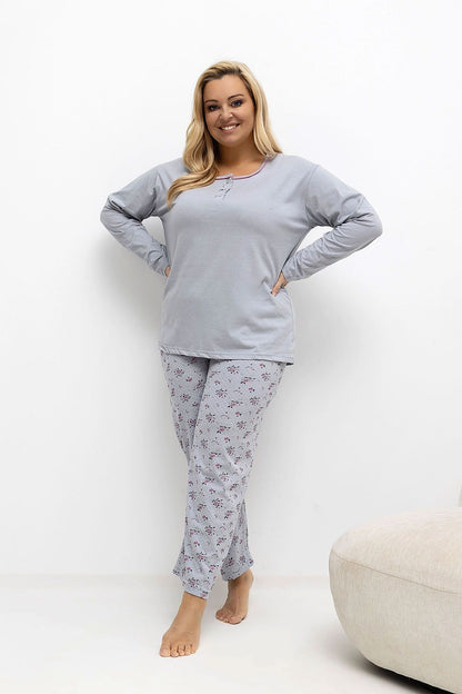   Piżama Damska Plus Size Model DU-PI-FP-501.22 Grey - Forever Pink 