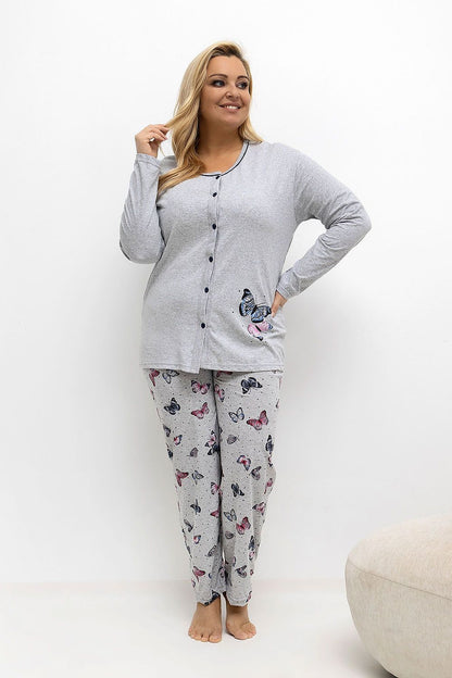   Piżama Damska Plus Size Model DU-PI-FP-504.17 Grey - Forever Pink 