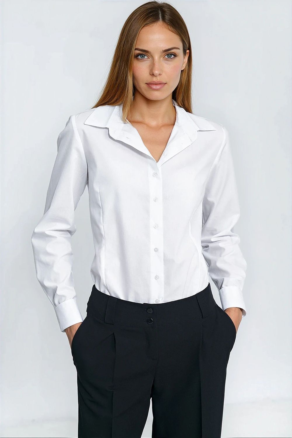   Elegancka biała koszula K93 White - Nife 