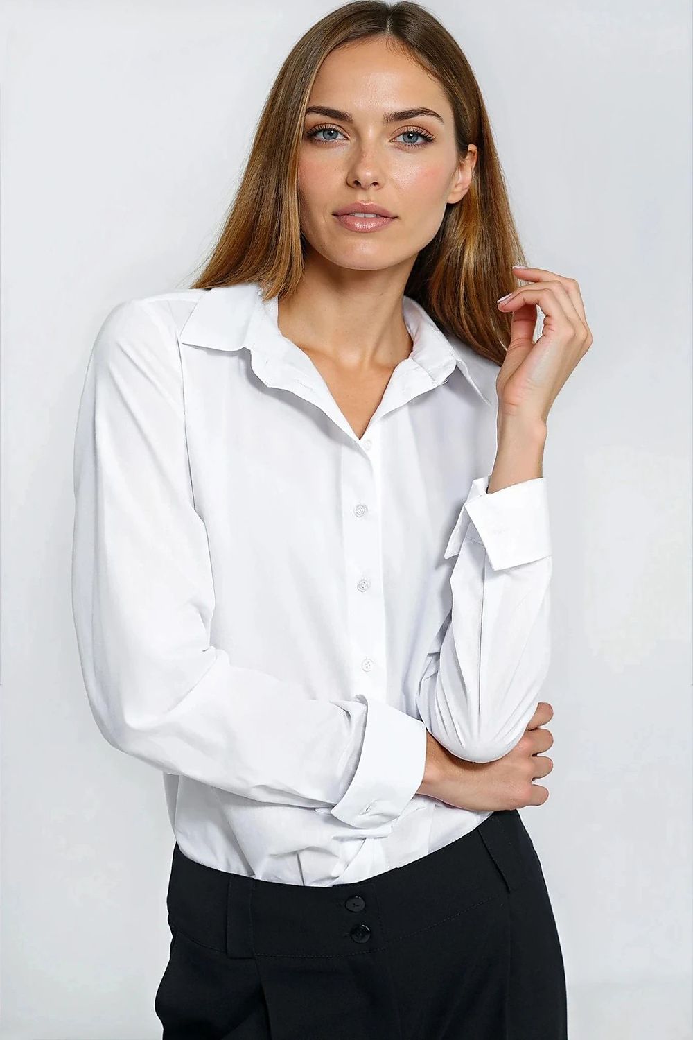  Elegancka biała koszula K93 White - Nife 