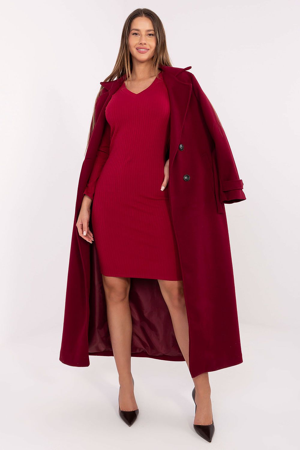  Sukienka Model RV-SK-A1050.08 Bordo - Rue Paris 