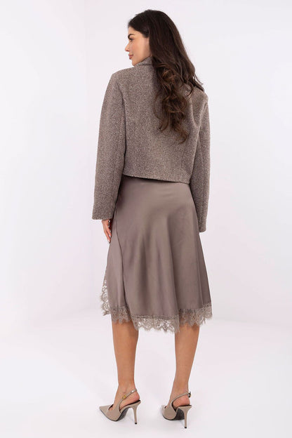   Płaszcz Damski Model IT-KR-FL9730.23 Dark Beige - Rue Paris 