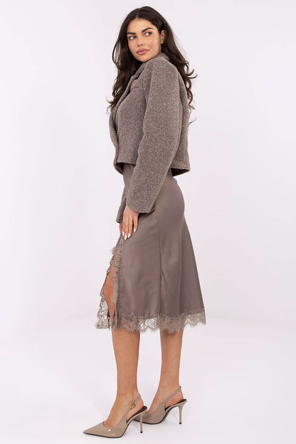   Płaszcz Damski Model IT-KR-FL9730.23 Dark Beige - Rue Paris 