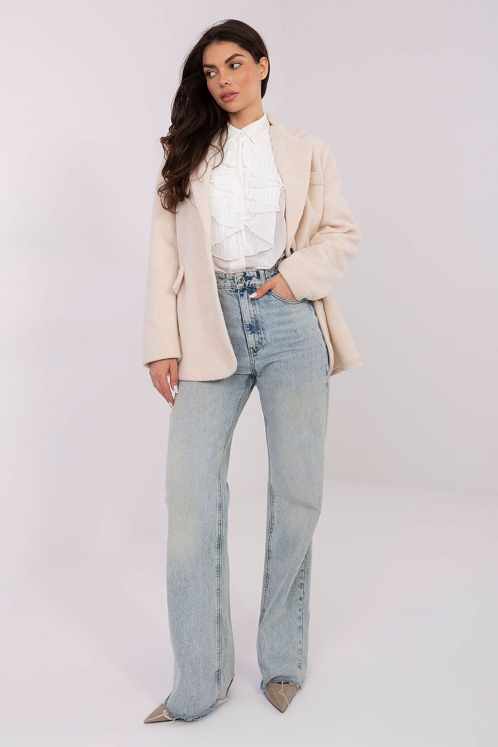   Płaszcz Damski Model IT-PL-FL7696.16 Light Beige - Rue Paris 