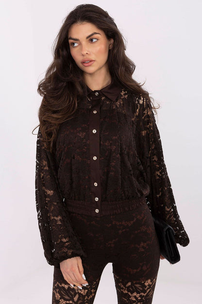   Koszula Damska Model MI-KS-C239.78 Dark Brown - Italy Moda 