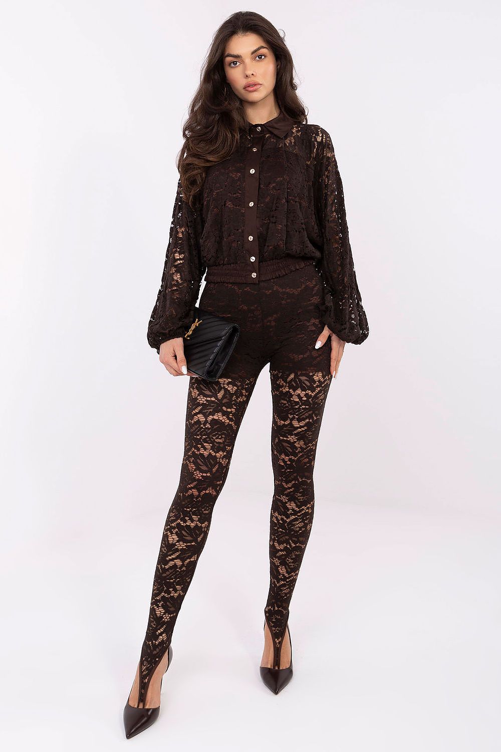   Koszula Damska Model MI-KS-C239.78 Dark Brown - Italy Moda 