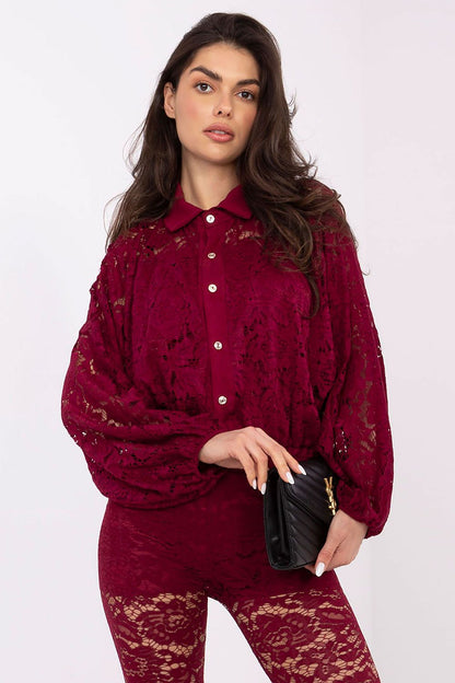   Koszula Damska Model MI-KS-C239.78 Bordo - Italy Moda 
