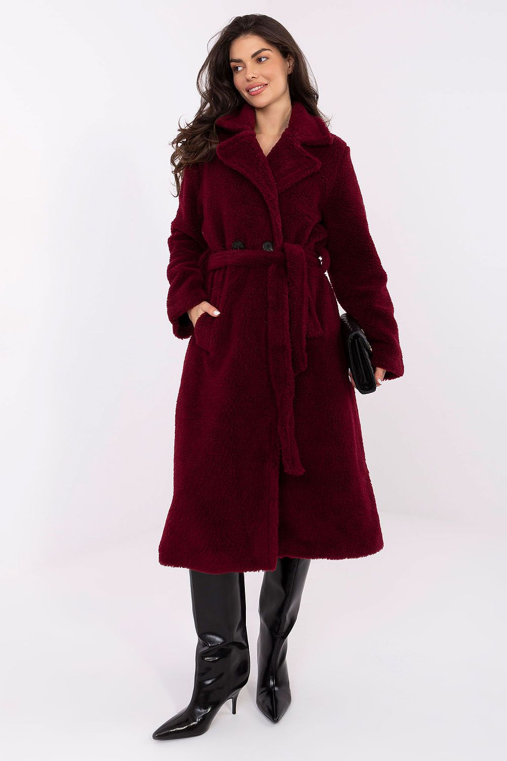   Płaszcz Damski Model IT-PL-97150.26 Bordo - Factory Price 