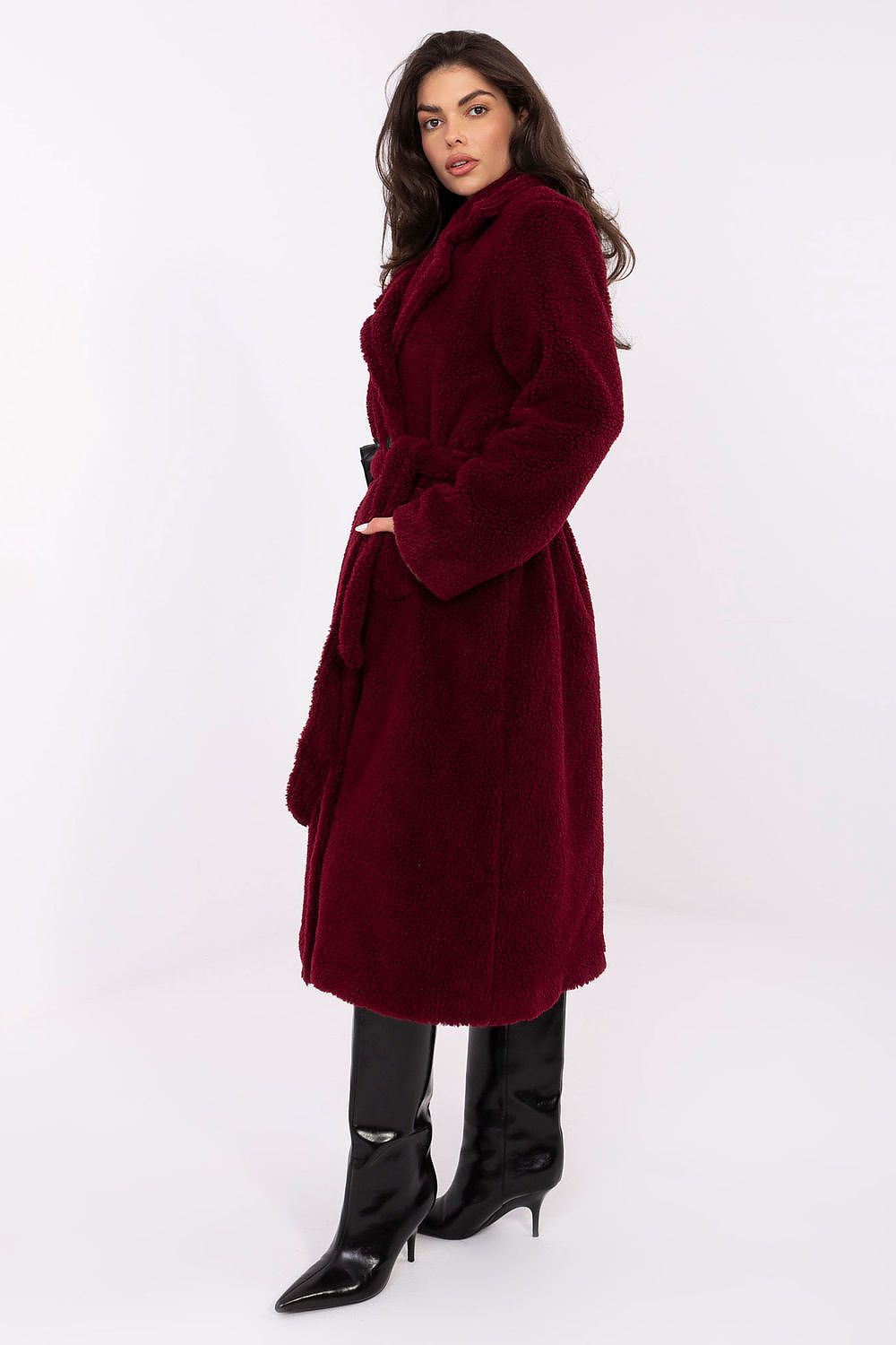   Płaszcz Damski Model IT-PL-97150.26 Bordo - Factory Price 