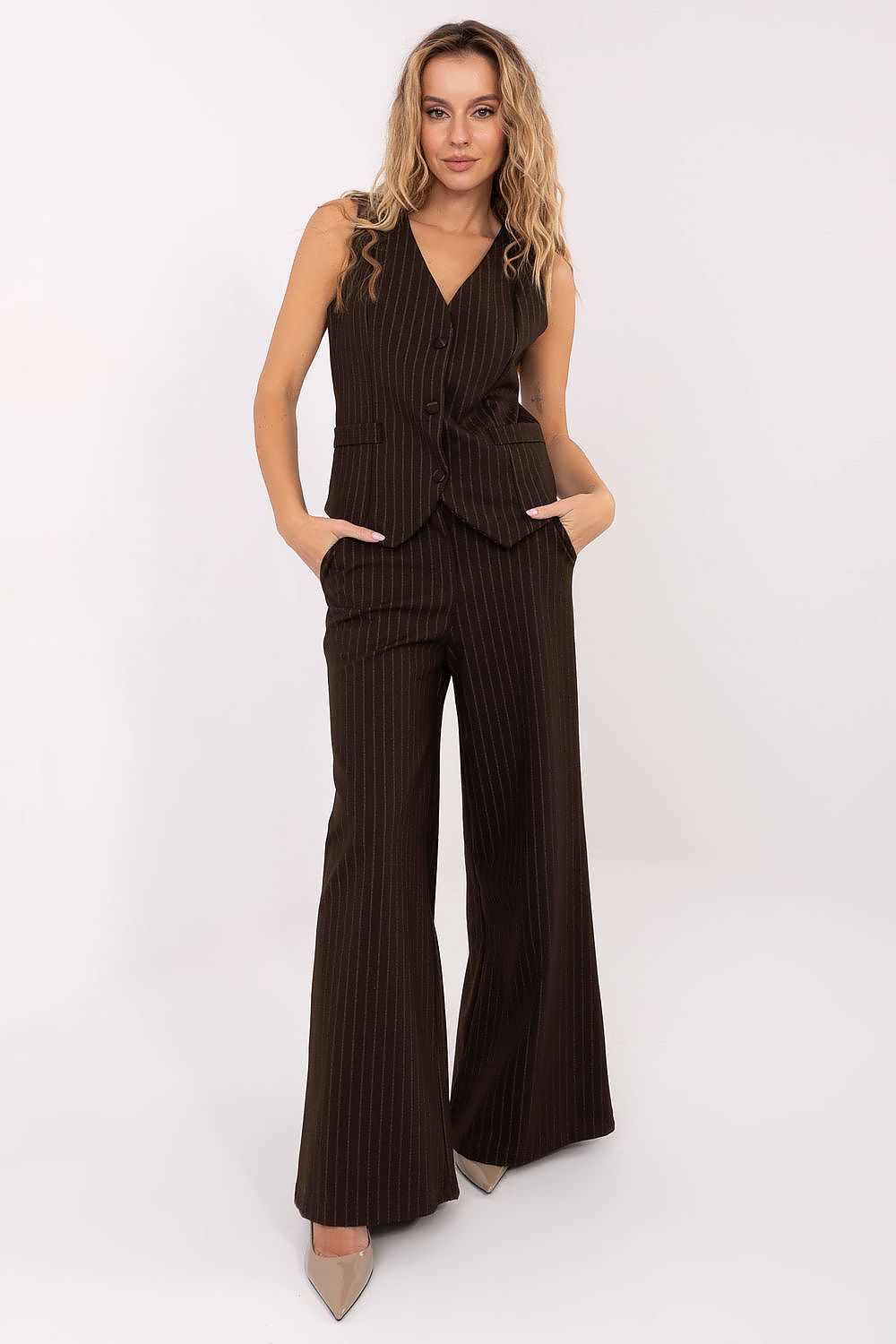   Kamizelka Model IT-KZ-FL7519.57 Dark Brown - Rue Paris 
