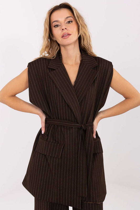   Kamizelka Model IT-KZ-FL9790.66 Dark Brown - Rue Paris 