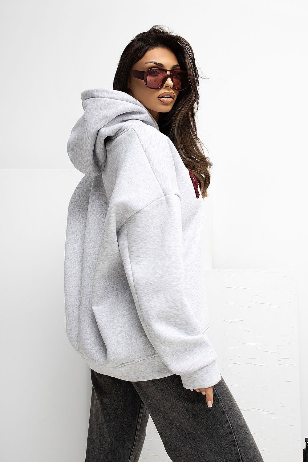   Bluza Damska Model RV-BL-A1041.59 Light Grey - Rue Paris 