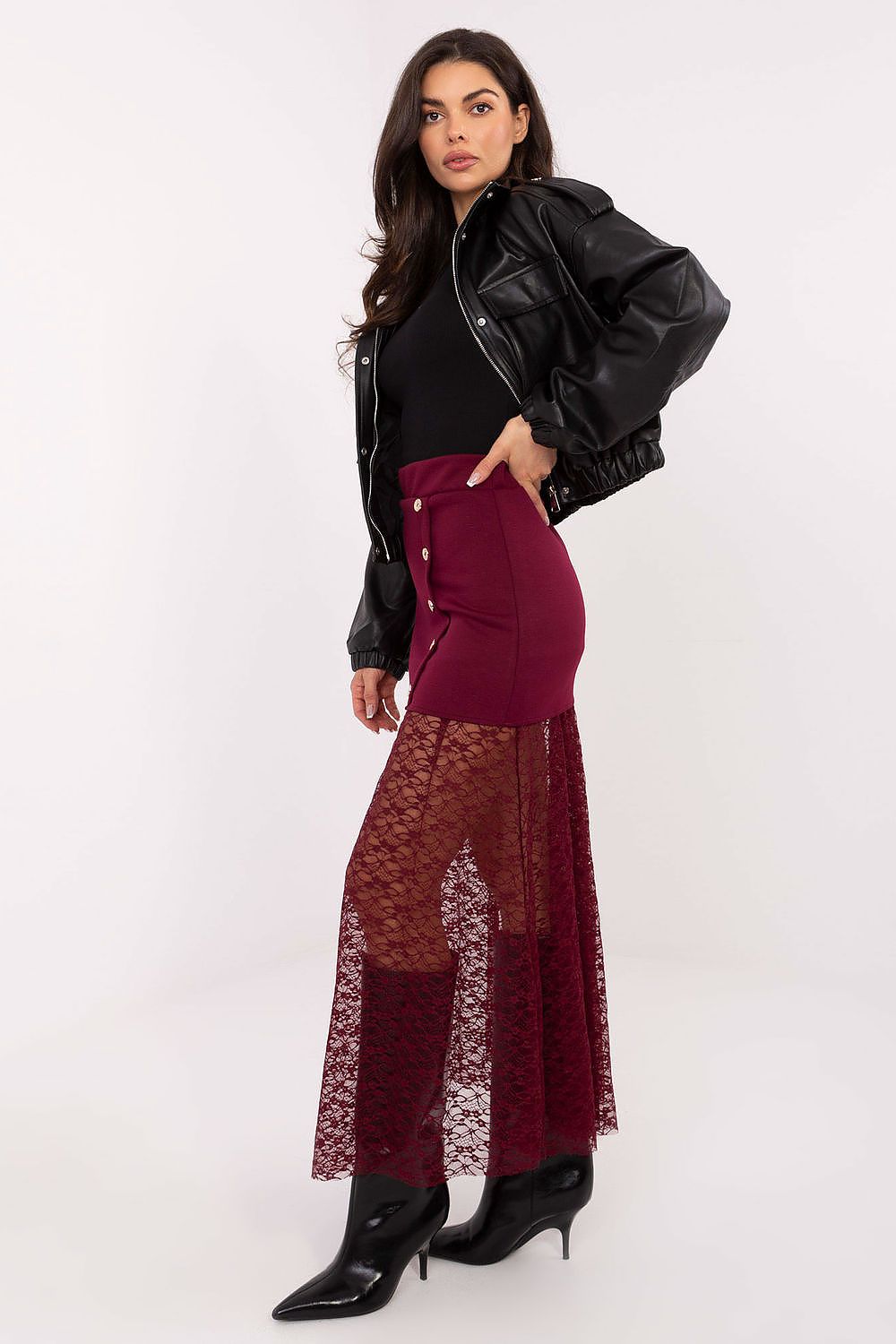  Spódnica Model MI-SD-3292.09P Bordo - Italy Moda 