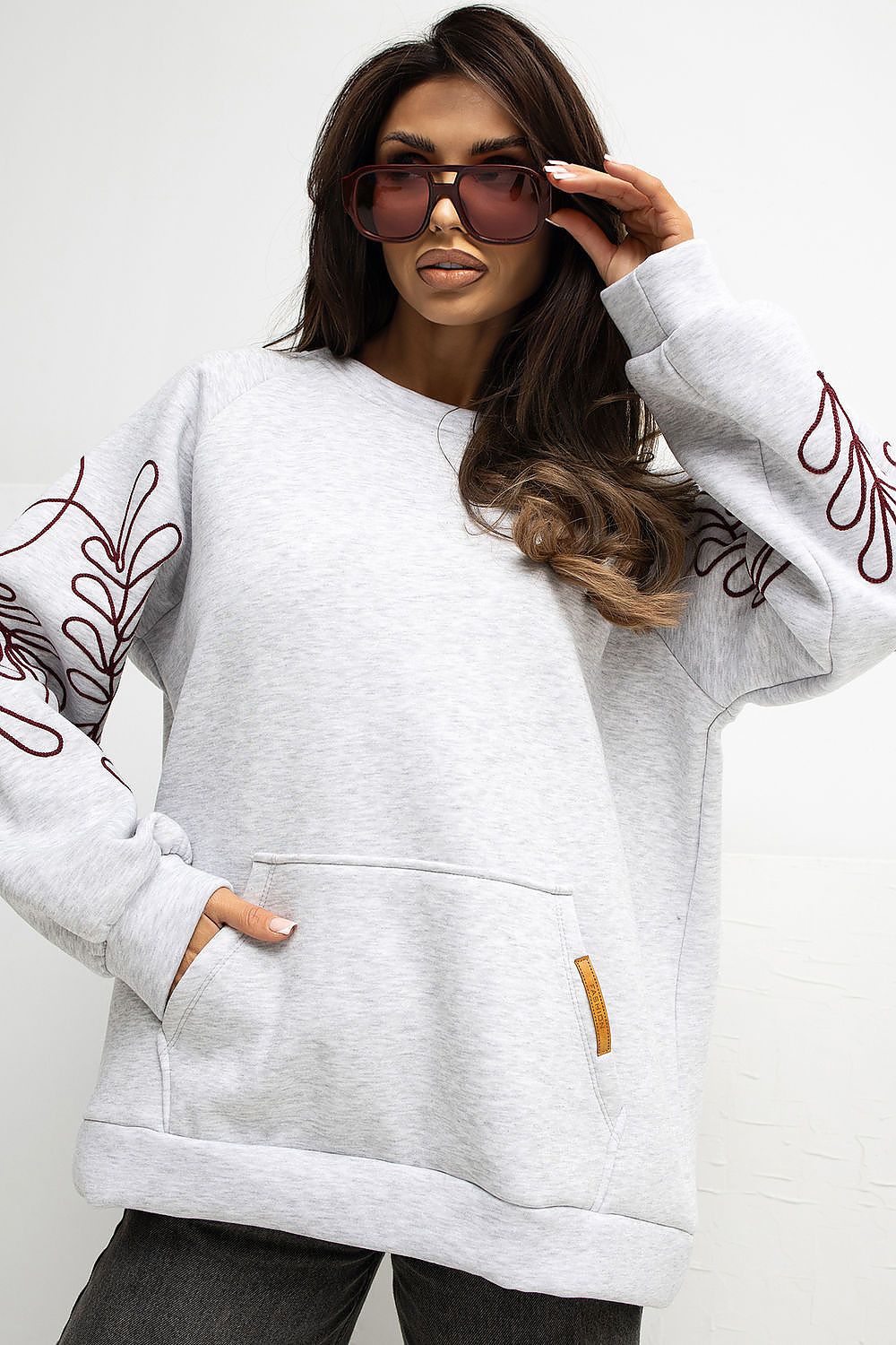   Bluza Damska Model RV-BL-A1042.25 Light Grey - Rue Paris 