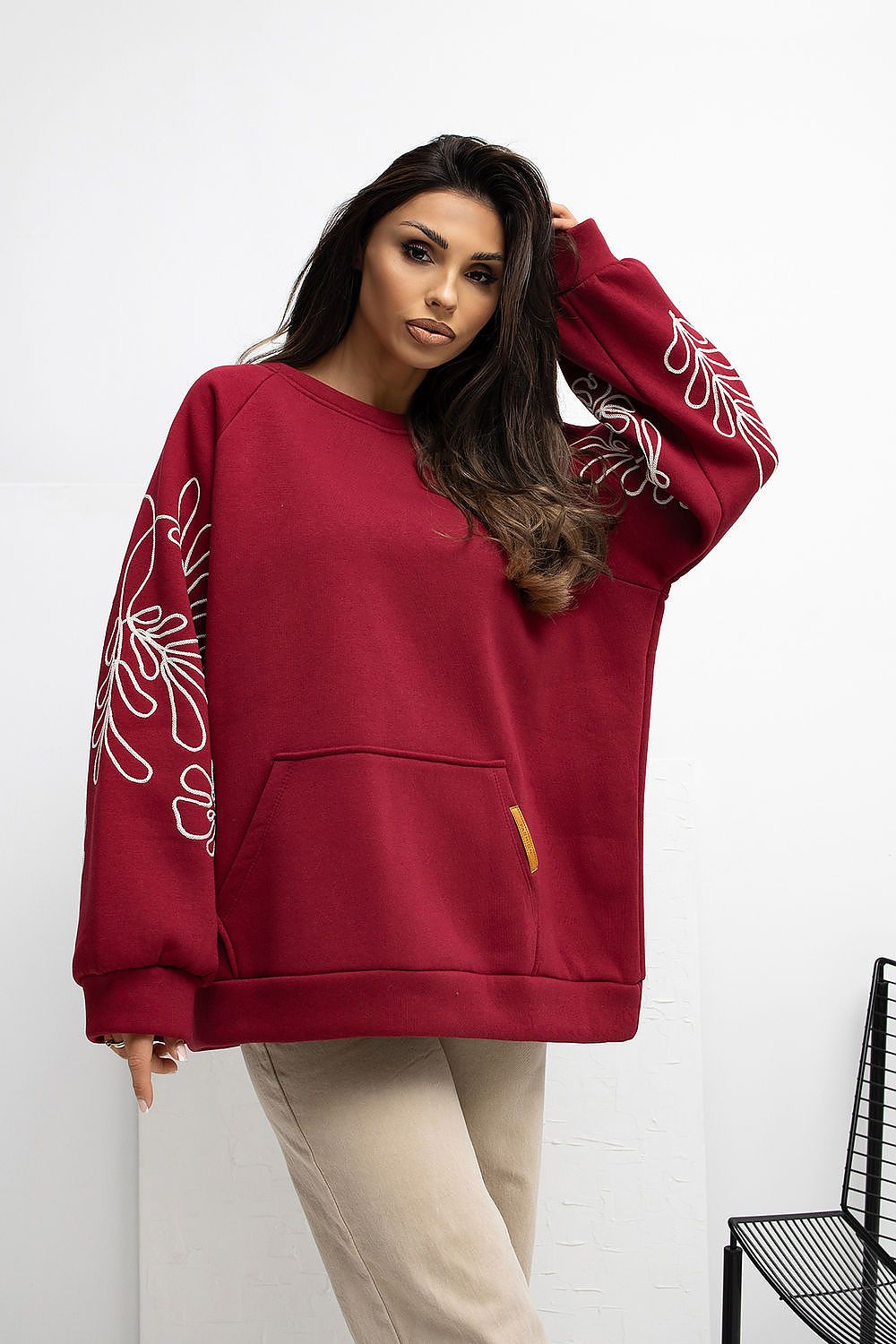   Bluza Damska Model RV-BL-A1042.25 Bordo - Rue Paris 