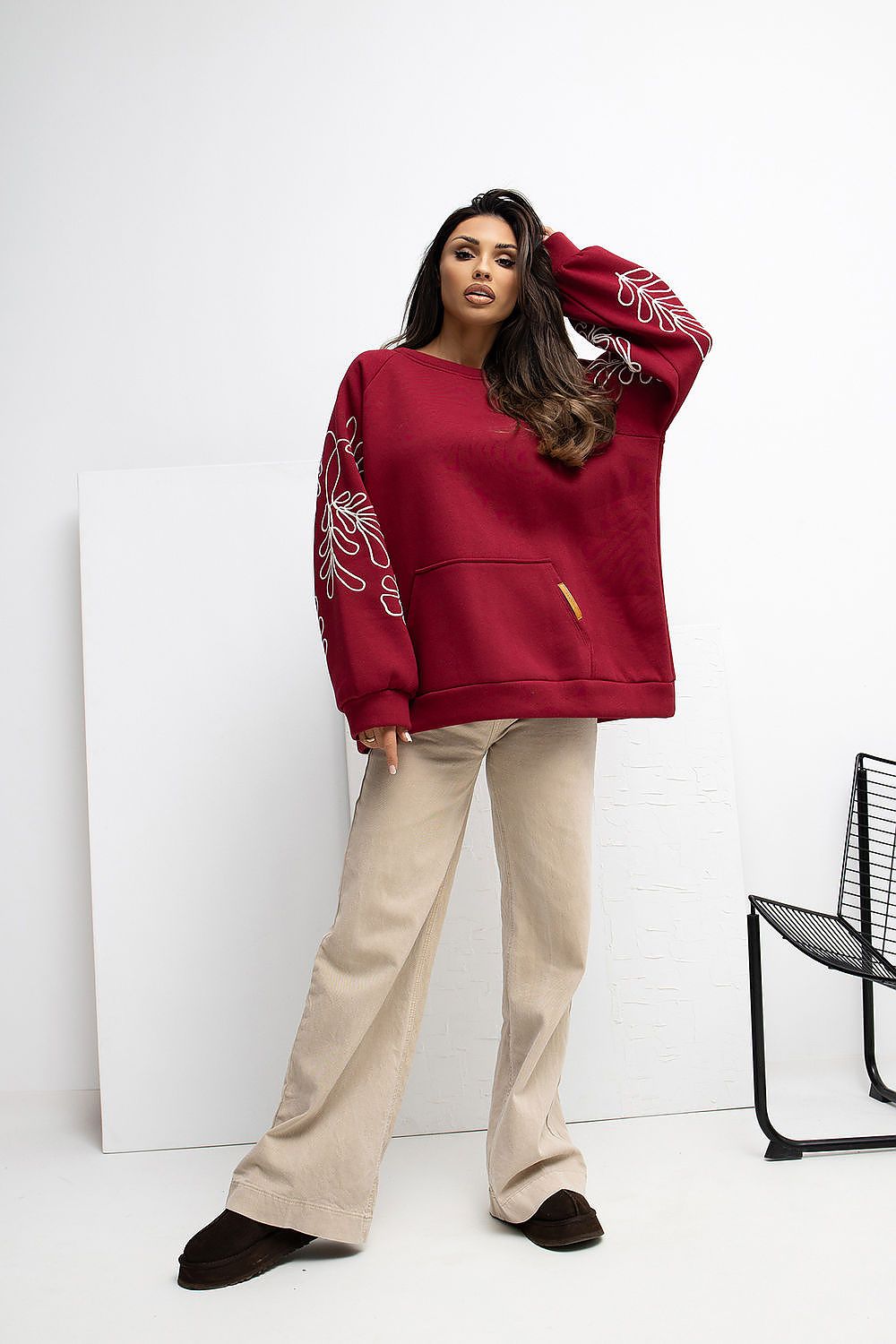   Bluza Damska Model RV-BL-A1042.25 Bordo - Rue Paris 