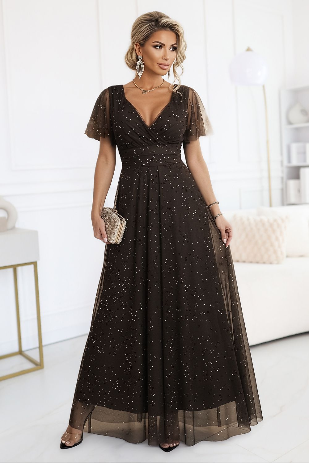  Sukienka Model Melania 635-4 Czekolada - Numoco 