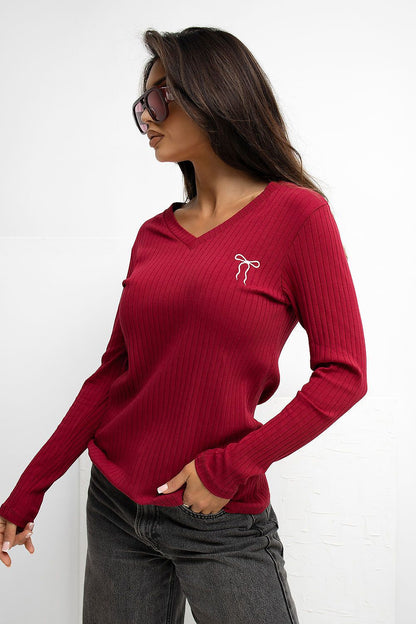   Bluzka Model RV-BZ-A1056.11 Bordo - Rue Paris 