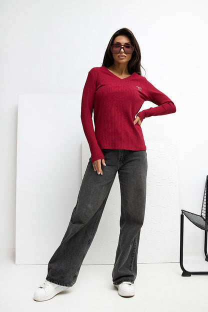   Bluzka Model RV-BZ-A1056.11 Bordo - Rue Paris 