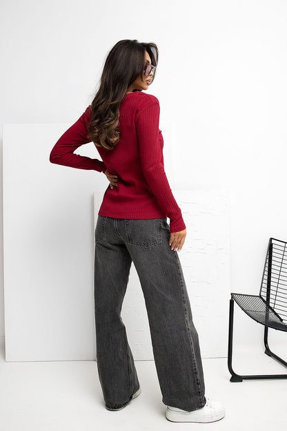  Bluzka Model RV-BZ-A1056.11 Bordo - Rue Paris 