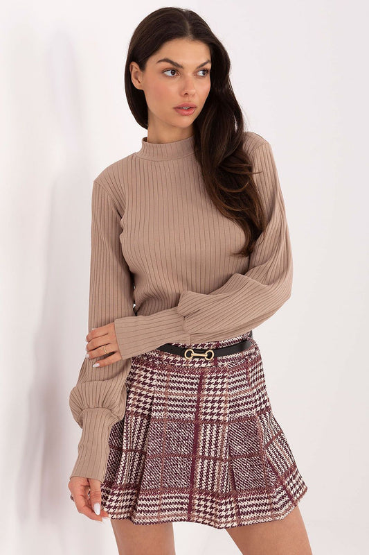   Bluzka Model RV-BZ-A1053.50 Dark Beige - Rue Paris 