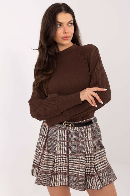  Bluzka Model RV-BZ-A1053.50 Dark Brown - Rue Paris 