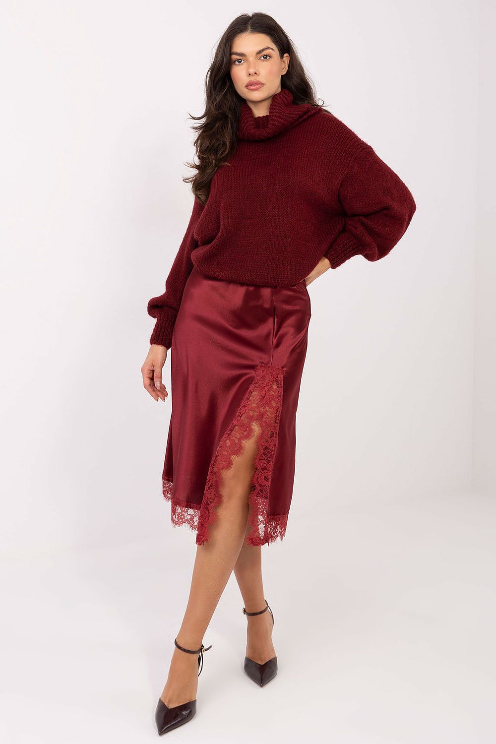  Spódnica Model MI-SD-3275.57 Bordo - Rue Paris 