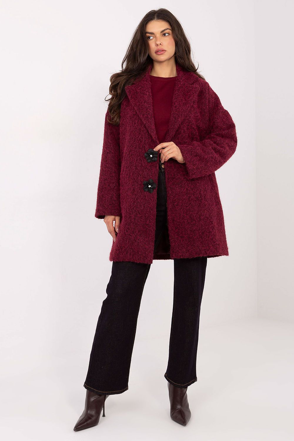   Płaszcz Damski Model IT-PL-96965.19 Bordo - Factory Price 
