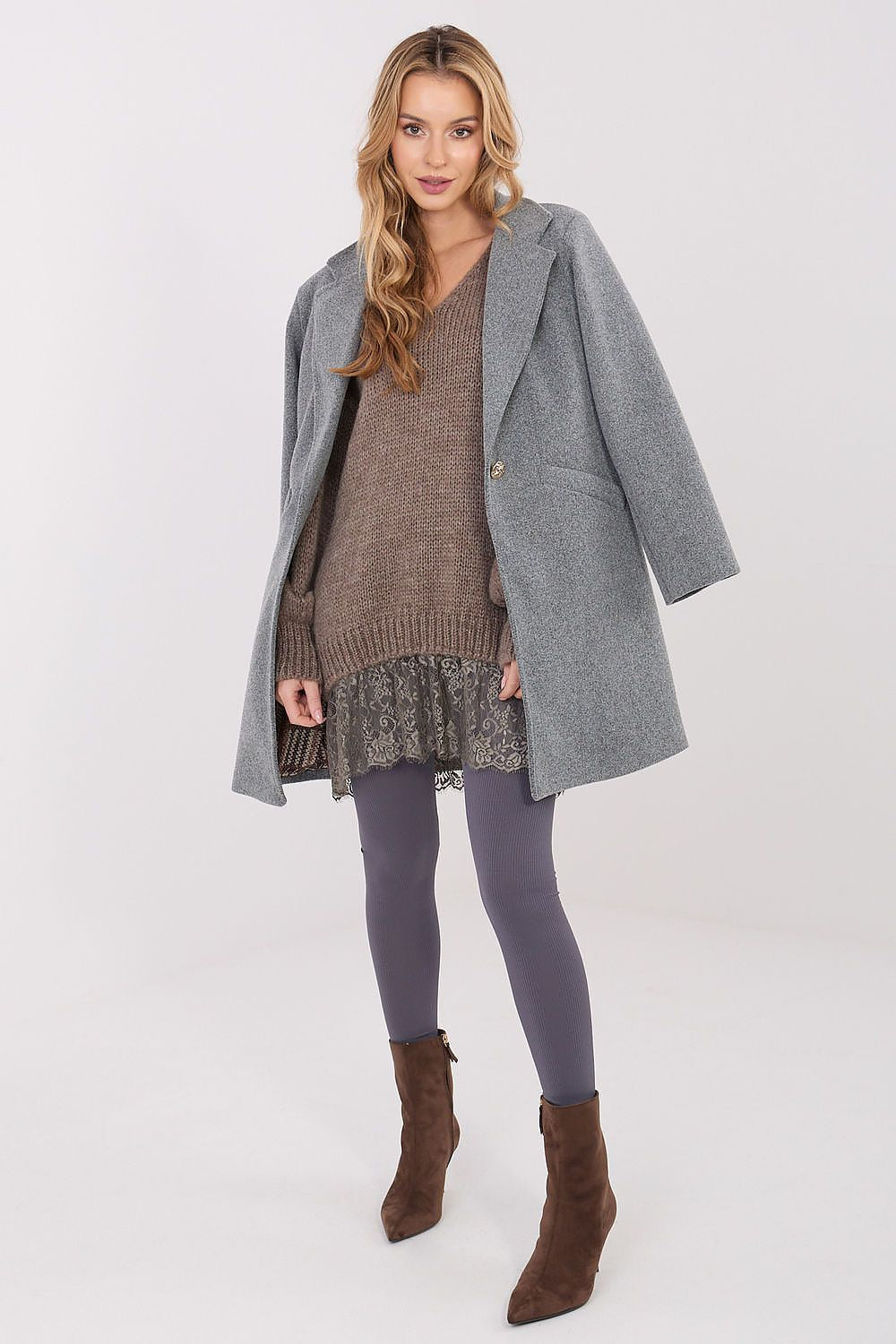  Płaszcz Damski Model IT-PL-20238.23 Dark Grey - Italy Moda 