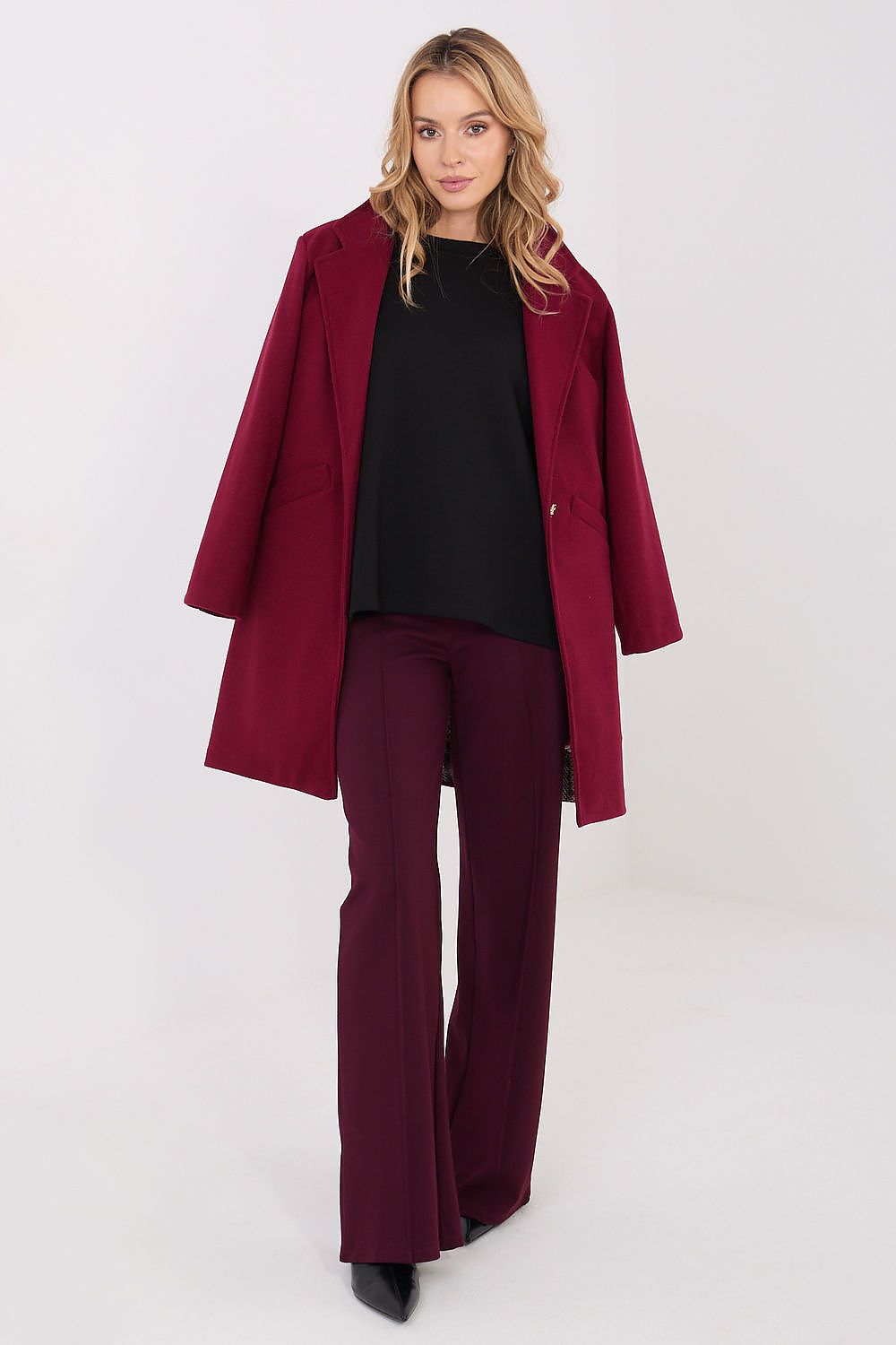   Płaszcz Damski Model IT-PL-20238.23 Bordo - Italy Moda 