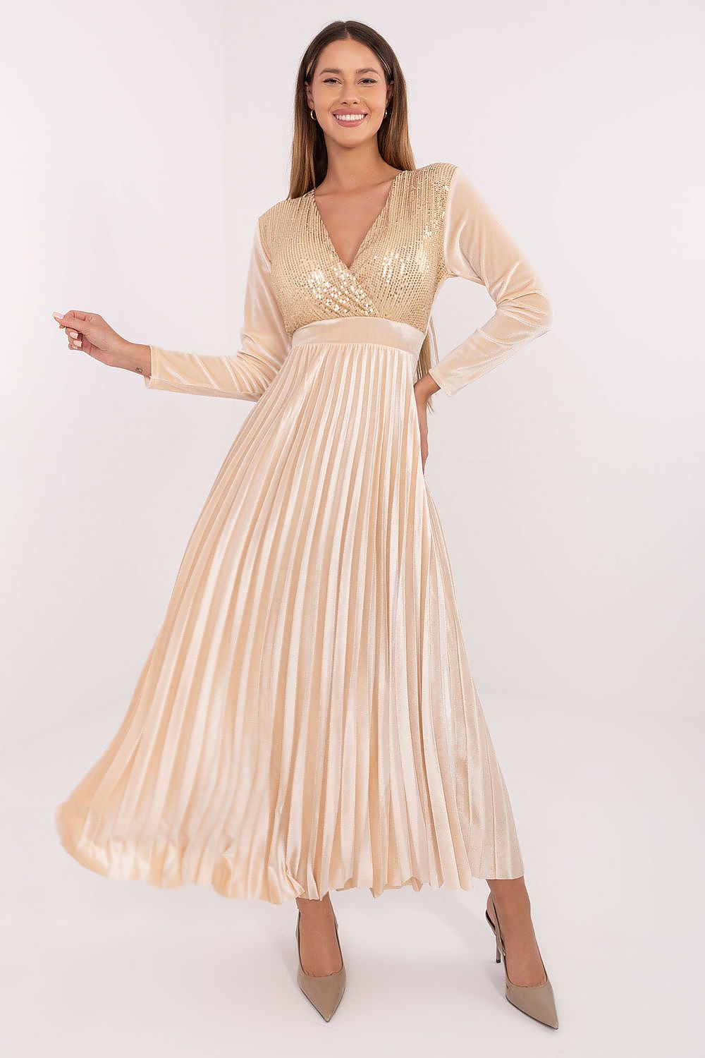  Sukienka Model IT-SK-16919.04P Light Beige - Italy Moda 