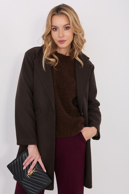   Płaszcz Damski Model IT-PL-20238.23 Dark Brown - Italy Moda 