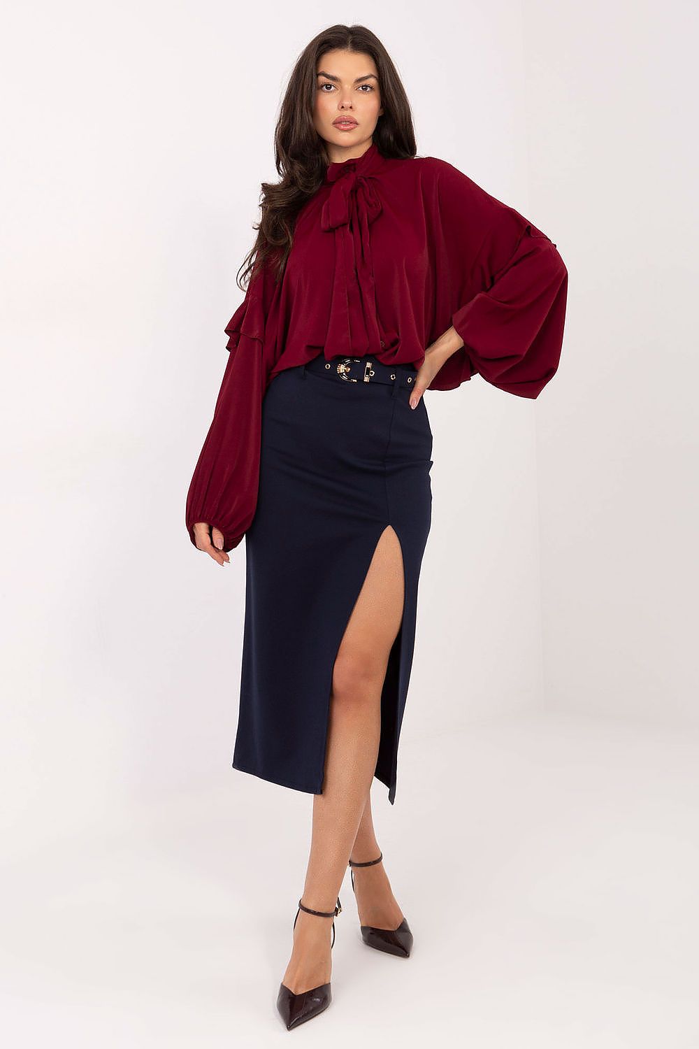  Spódnica Model IT-SD-FL7393.26 Navy - Rue Paris 