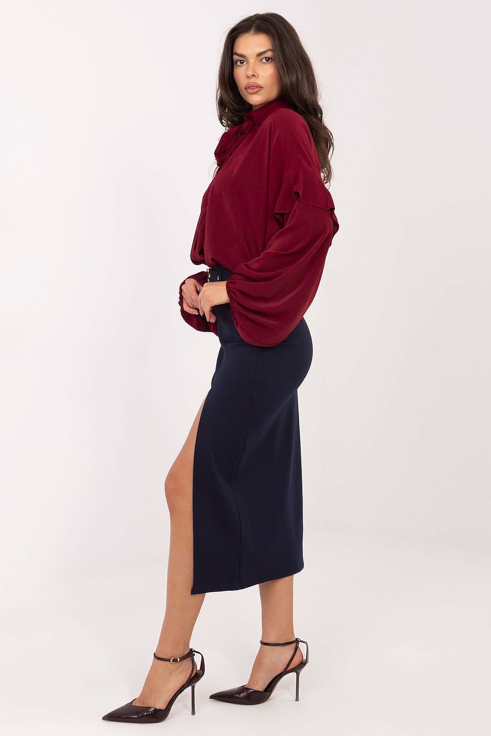  Spódnica Model IT-SD-FL7393.26 Navy - Rue Paris 