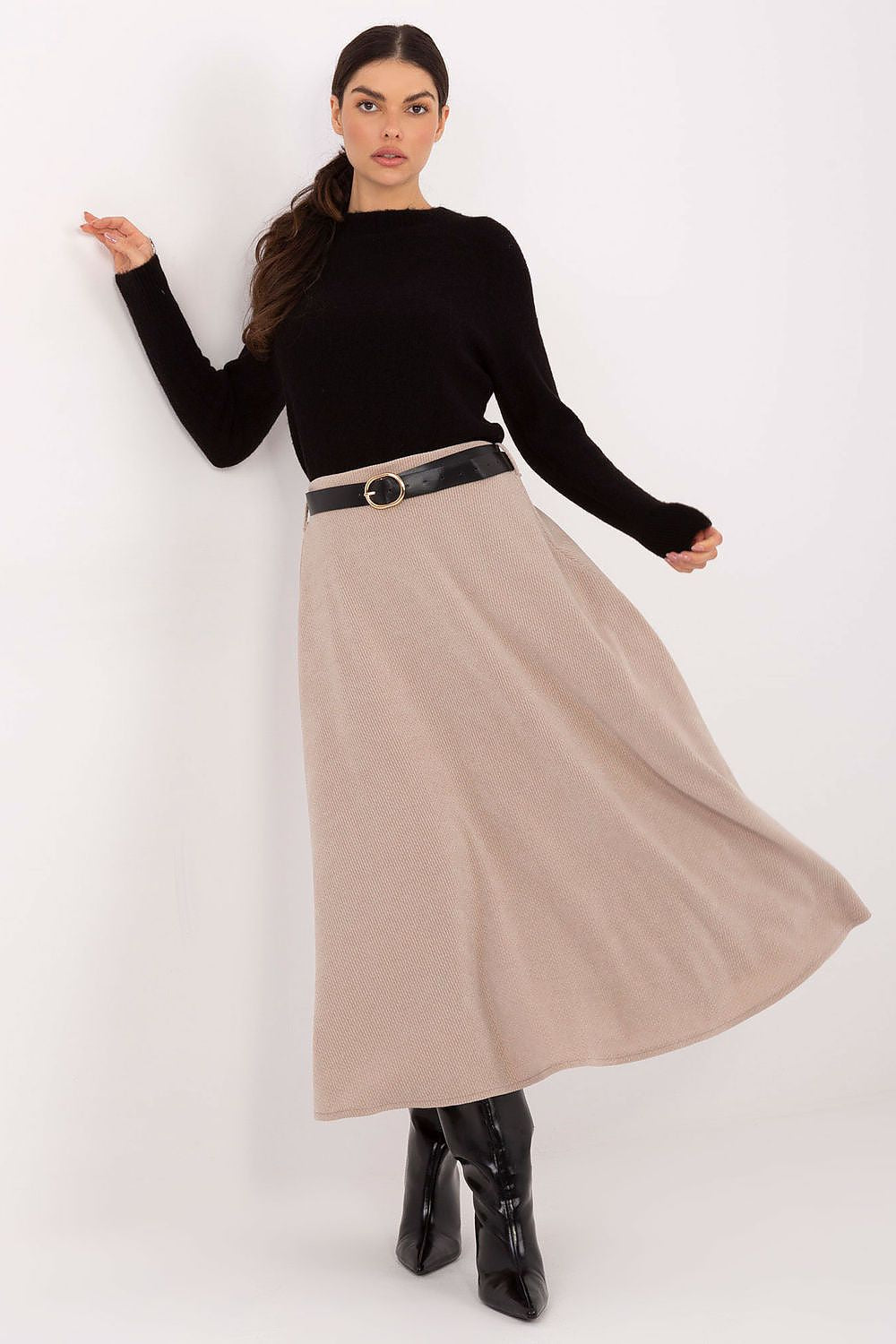  Spódnica Model IT-SD-FL9850.12 Beige - Rue Paris 