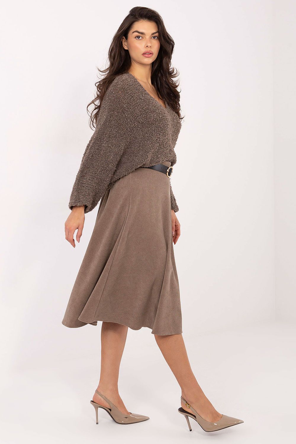  Spódnica Model IT-SD-FL9838.49 Dark Beige - Rue Paris 