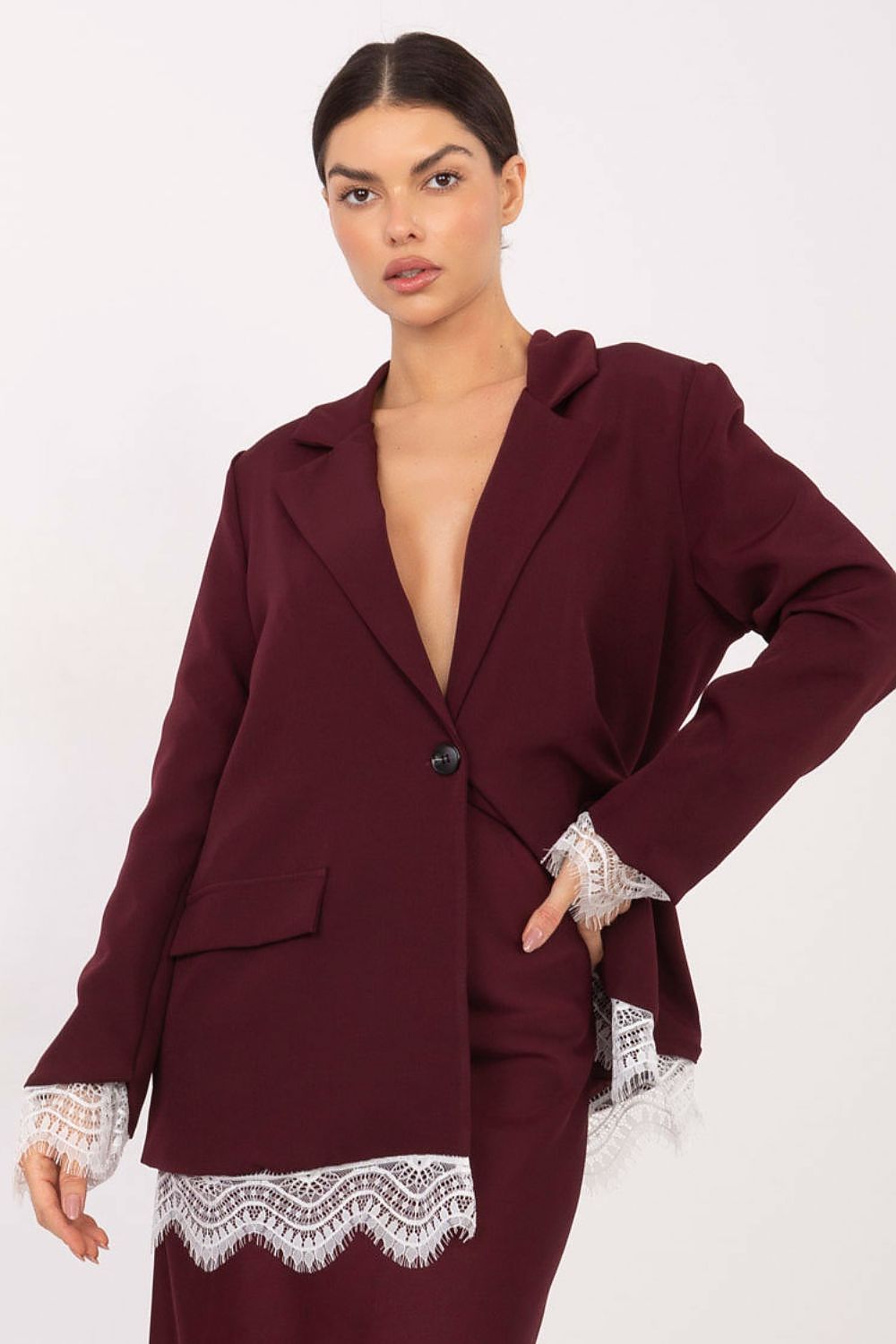   Marynarka Model IT-MA-FL9916.02P Bordo - Italy Moda 