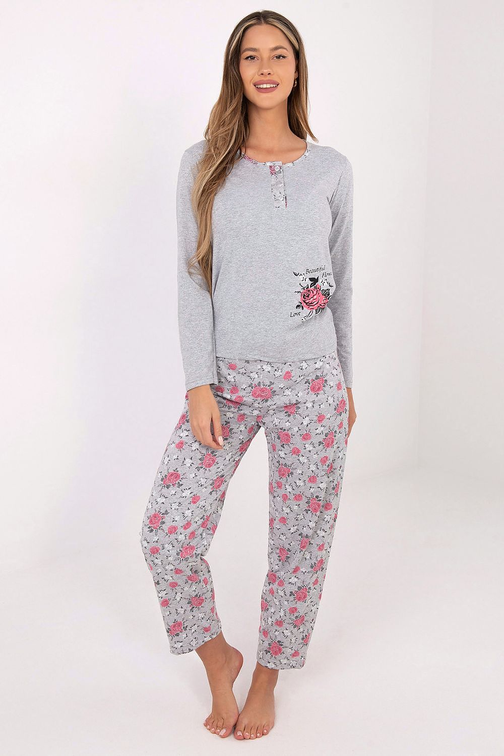  Piżama Damska Model DU-PI-FP-006.02 Grey - Forever Pink 