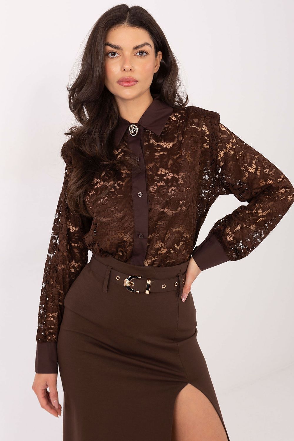   Koszula Damska Model IT-KS-21999.50 Brown - Italy Moda 